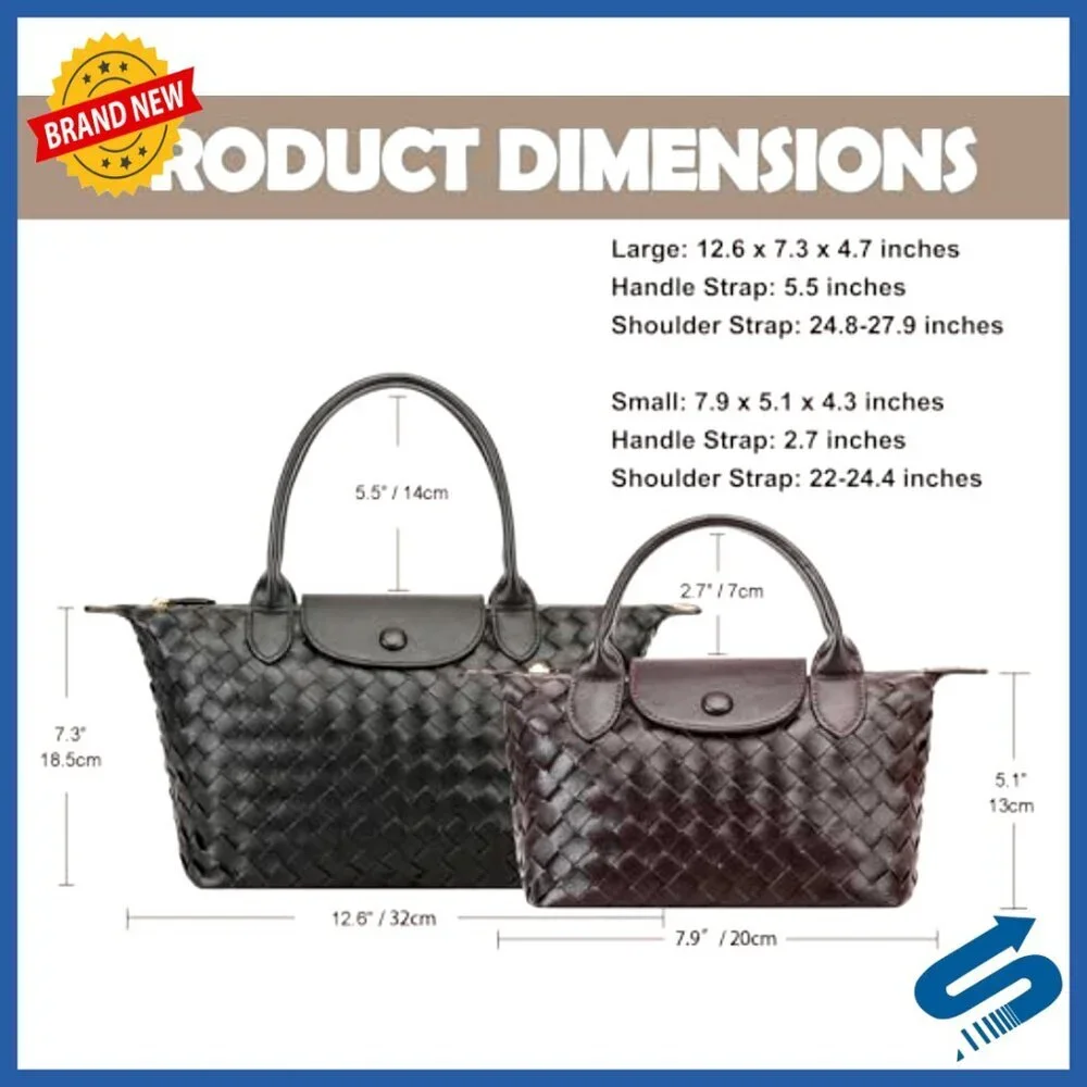 Vegan Leather Woven Tote Crossbody Bag Top Handle Shoulder Purse Chic